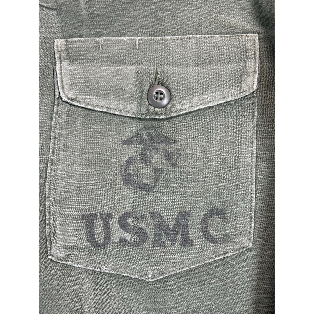 Vintage Vietnam Era USMC OG-107 Utility Shirt 15.5x33 Marine Corps Military - Picture 2 of 4